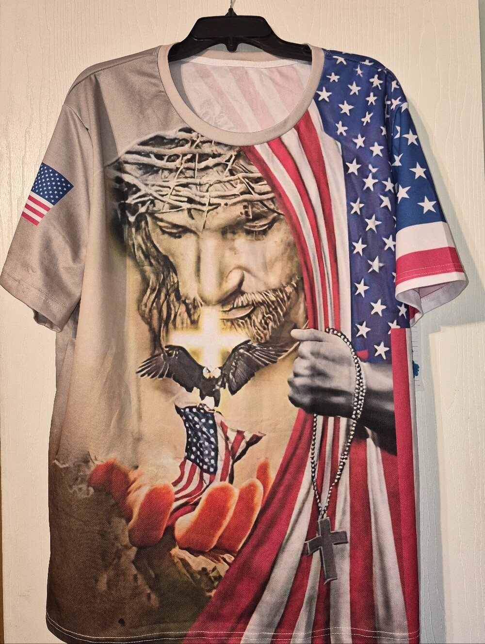 Patriotic Jesus - American Flag Design Tee
